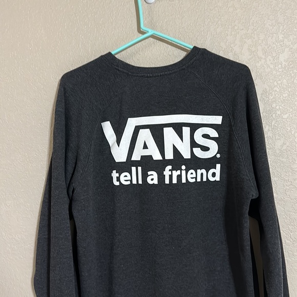 Vans charcoal gray crew neck sweat shirt tell friend VanDoren logo - Picture 2 of 4